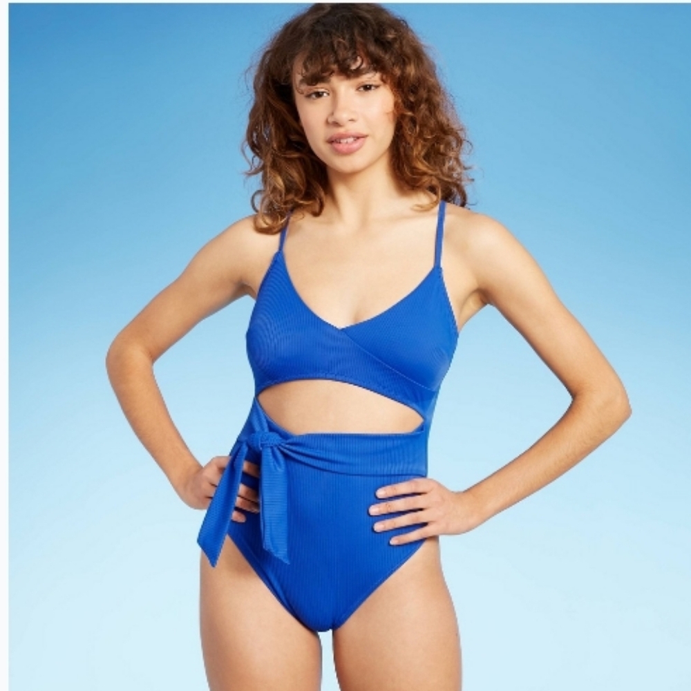 Shade & Shore Royal Blue Cutout One-Piece Swimsuit